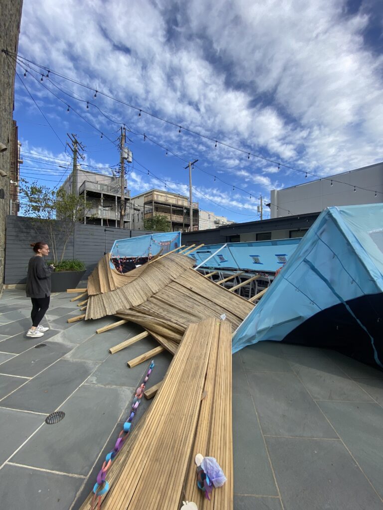 The Beth Am Sukkah was taken out by the wind a few days before Sukkot!